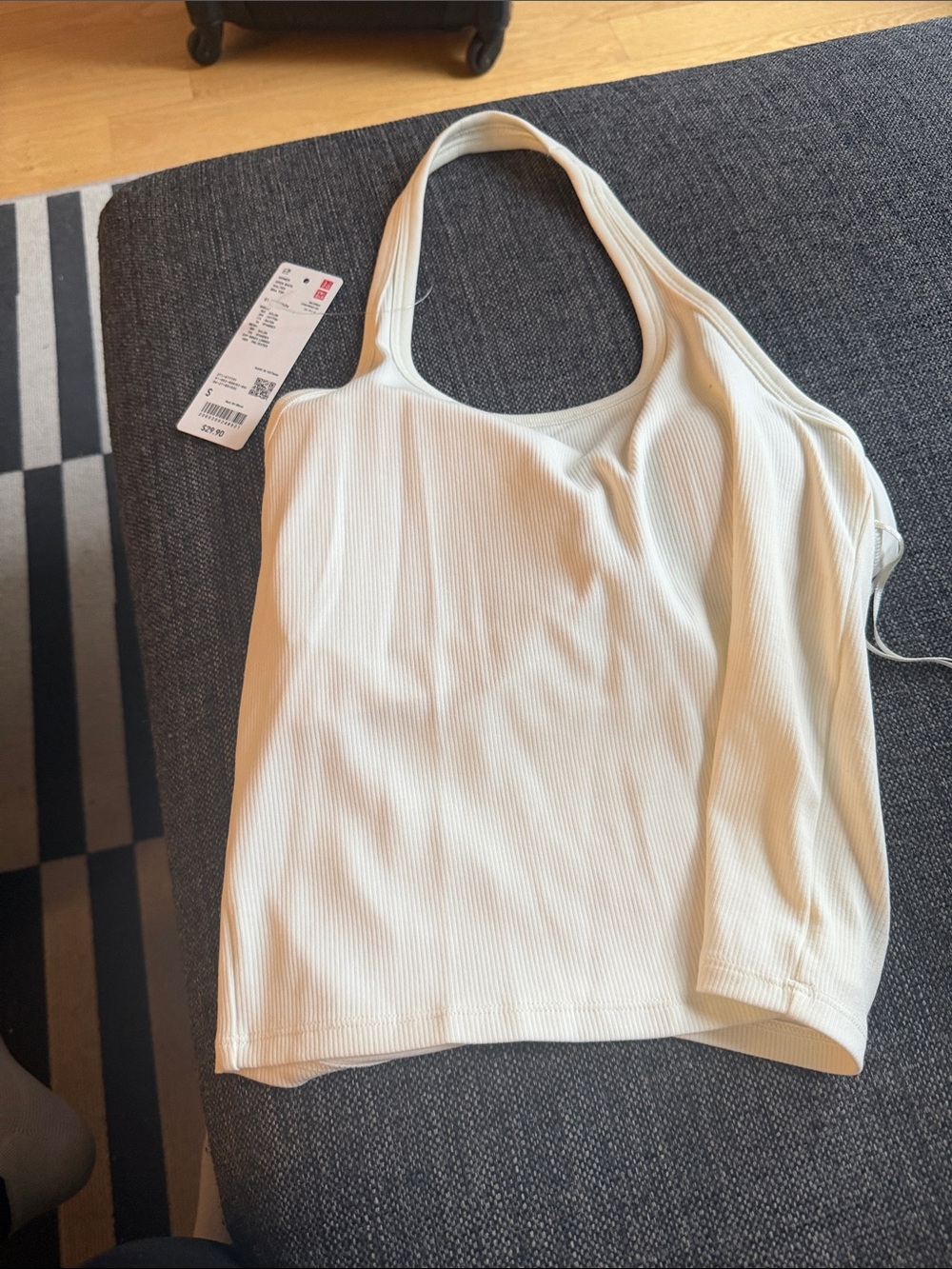 Uniqlo Ribbed Scoop Tank Top - Cream